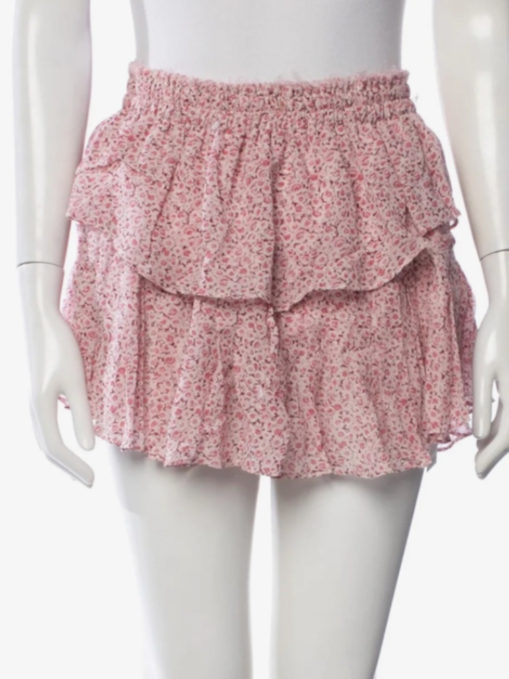 LoveShackFancy Silk Ruffle Mini Skirt XS